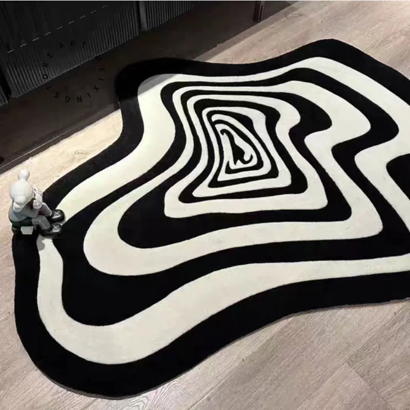 Black and White Living Room Carpet