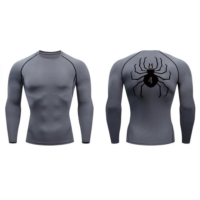 Compression Sport Shirt with Spider Print